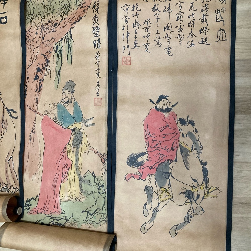 Traditional Asian Wall Scroll Set - Multicolor - Picture 2 of 3